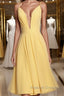 Deep V Neck Short Yellow Prom Dress Short Backless Prom Homecoming Dress