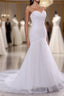 Delicate Ruffle Tulle Sweetheart Strapless Mermaid Wedding Dresses