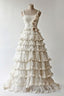 Diamond White A-Line Spaghetti Strap Lace Tulle Prom Dresses Long Simple Wedding Dresses