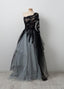 Black Ball Gowns Wedding Dresses, Tulle One Shoulder