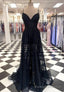 Black Tulle Lace Long Prom Dress, Black Prom Dress