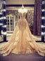 Details About Gold Sparkling Mermaid Prom Prom Prom Dress, Celebrity Gowns Detachable Train
