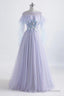 Princess Tulle Jewel Floor Length Prom Dress With Lace Appliques
