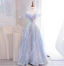 Dreamy Gradient Light Purple A-Line Off-The-Shoulder Iridescent Sequined Tulle Long Formal Prom Dress