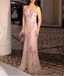 Dreamy Pink Mermaid Spaghetti Strap Open Back Beaded Sequin Tulle Long Formal Prom Dress