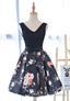 Cute V Neck Floral Prom Dress A Line Homecoming Dress