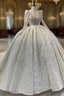Dubai Ball Gowns Lace Appliques Long Sleeve Wedding Dress