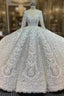 Dubai Handwork Beading Long Sleeve Beading Appliques Wedding Dress