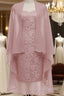Dusty Pink Short Lace Mother Of The Bride Dresses With Jacket Prom Gowns