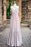 Dusty Rose A Line Bow Ruffle Sleeveless Chiffon Bridesmaid Dress