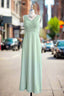 Dusty Sage Green A-Line Spaghetti Straps Pleated Chiffon Bridesmaid Dress With Bow