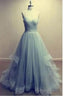 Hot Sale Charming Sweetheart A Line Tulle Floor Length Strapless Sleeveless Evening Dresses