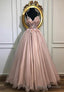 Pink Lace Long Prom Dresses, A Line Prom Dresses