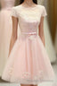 Pink Lace Tulle Short Prom Dresses Pink Prom Dresses