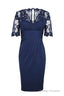 Eleagnt Short Sleeves Empire Navy Blue Short Mother Of The Bride Homecoming Dress
