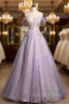 Elegance Purple Tulle Off the Shoulder Beading Prom Dress