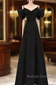 Elegant A Line Black Long Prom Dresses Formal Evening Dress