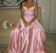 Elegant A-Line Spaghetti Straps Floor-Length Satin Long Pink Prom Dresses Prom Dress