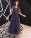 Elegant A-Line Tulle Lace Prom Dresses Purple Tulle Prom Dresses