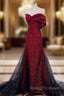 Elegant Black And Red Sweetheart Mermaid Long Prom Dress, Red Evening Dress