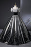 Elegant Black And Silver Lace Long Prom Dresses A-Line Square Neck Prom Dresses
