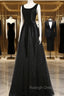 Elegant Black Velvet Cap Sleeves Prom Dress, Black Prom Dress