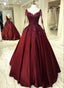 Elegant Burgundy Wedding Dresses Lace Long Sleeves Ball Gowns Sheer Neckline For Women Prom Dresses Prom Dresses