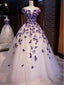 Elegant Cap Sleeves A-Line Applique Prom Dress,