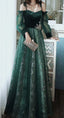 Elegant Dark Green Lace Gowns Prom Dresses