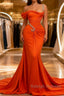Elegant Floor Length One-should Sleeveless Mermaid Satin Prom Dress with Ruffles