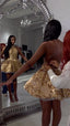Elegant Glitter Mini 17Th Birthday Dress Gold Birthday Outfit