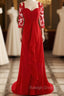 Elegant Half Sleeve Chiffon Pleat Red Lace Mother of the Bride Dresses