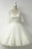 Elegant Half Sleeves White Ball Gowns Homecoming Dresses With Lace
