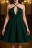 Elegant Halter Neck Dark Green Short Prom Dresses Dark Green Prom Graduation Homecoming Dresses