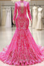 Elegant Hot Pink Mermaid Prom Dresses Sequin Prom Prom Dress Pageant Dresses for Women
