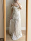 Elegant Ivory Pleated Satin Long Formal Prom Dress