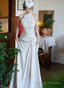 Elegant Lace and Satin Halter Long Wedding Party Dress, Long Formal Gowns
