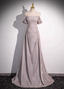 Elegant Light Gray-Pink Mermaid Glitter Satin Long Formal Prom Dress