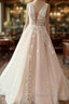 Elegant Long Sweetheart A Line Tulle Appliques Lace Wedding Dresses