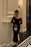 Elegant Mermaid Off The Shoulder Long Sleeves Black Prom Dress Birthday Outfits Prom Gowns