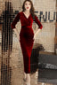 Elegant Mermaid Tea Length Wedding Prom Dresses Velvet Burgundy Prom Dresses