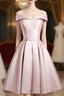 Elegant Off-Shoulder Satin Short Mini Homecoming Dress
