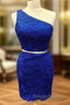 Elegant One Shoulder Homecoming Dress Two Piece Prom Short Dresses