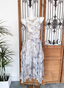 Elegant Printed Spaghetti Strap V-Neck Ruffled Layered Tulle Formal Prom Dress