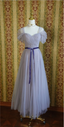 Elegant Purple A-Line Puff Sleeve Tulle Long Formal Prom Dress Bridesmaid Dress