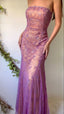 Elegant Purple Lace Prom Dress Sleeveless Prom Dresses