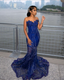 Elegant Royal Blue Sequin Beaded Appliques Mermaid Prom Dresses Prom Dresses