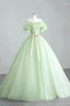 Elegant Sage Green Long Formal Dress, A-Line Off The Shoulder Evening Party Dress