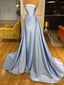 Elegant Sleeveless Light Blue Mermaid Pleats Prom Dress,
