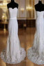 Elegant Special Column Strapless Lace Sweetheart Neckline Layered Skirt Sweep Trailing Wedding Dresses